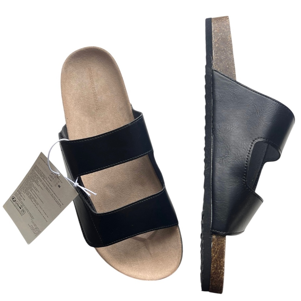 AMAZON ESSENTIALS MEN'S ADJUSTABLE FAUX CORK SLIDE SANDALS - SIZE 12 NEW